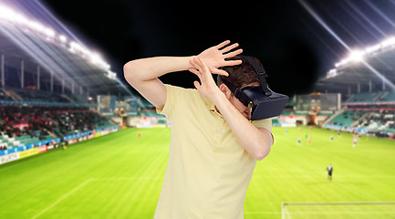 Image showing man in virtual reality headset over football field