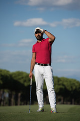 Image showing handsome middle eastern golf player portrait at course