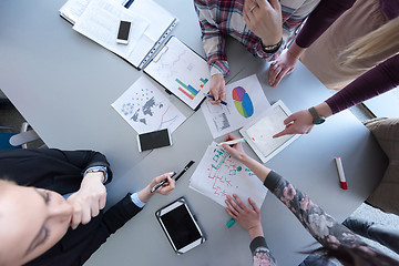 Image showing top  view of business people group brainstorming on meeting