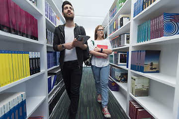 Image showing students group  in school  library