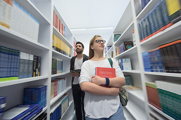 Image showing students group  in school  library