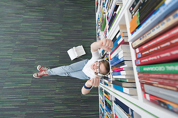 Image showing female student study in library