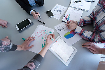 Image showing top  view of business people group brainstorming on meeting