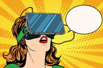 Image showing Retro girl with glasses virtual reality
