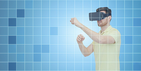 Image showing man in virtual reality headset or 3d glasses