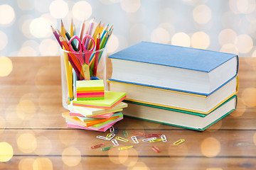 Image showing close up of pens, books, clips and stickers