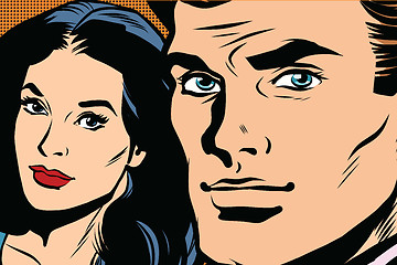 Image showing Beautiful couple man and woman pop art retro