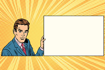 Image showing Pop art businessman with frame for text