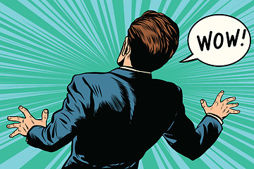 Image showing wow reaction man fear retro comic pop art