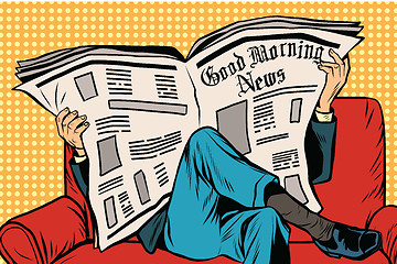Image showing The morning paper reads man