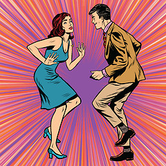 Image showing Retro man and woman dancing pop art