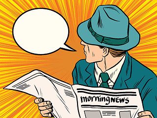 Image showing Newspaper reader reaction pop art