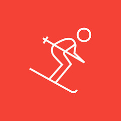 Image showing Downhill skiing line icon.