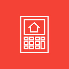 Image showing Calculator with house on display line icon.