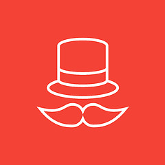 Image showing Hat and mustache line icon.