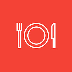 Image showing Plate with cutlery line icon.