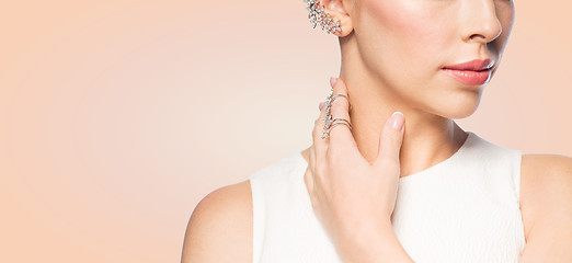 Image showing close up of beautiful woman with ring and earring