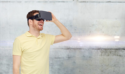 Image showing happy man in virtual reality headset or 3d glasses