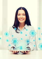 Image showing businesswoman or student with tablet pc comuter