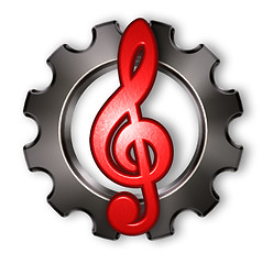 Image showing gear wheel and clef on white background - 3d rendering