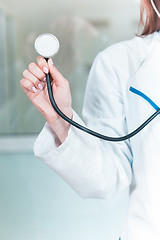 Image showing Doctor with a stethoscope in the hands