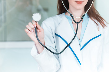 Image showing Doctor with a stethoscope in the hands