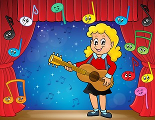 Image showing Girl guitar player on stage theme 2