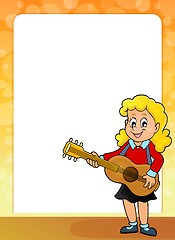 Image showing Stylized frame with girl guitar player