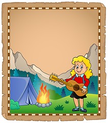 Image showing Parchment with girl guitarist in camp 2