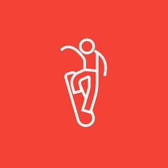 Image showing Man snowboarding line icon.