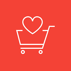 Image showing Shopping cart with heart line icon.