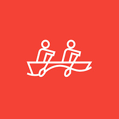 Image showing Tourists sitting in boat line icon.