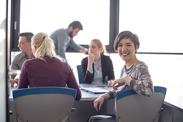 Image showing young business people group on meeting at office