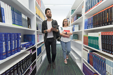 Image showing students group  in school  library