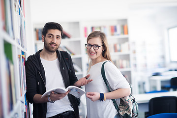 Image showing students couple  in school  library