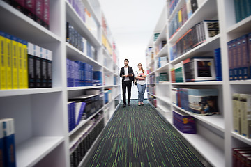 Image showing students group  in school  library