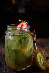 Image showing Mojito cocktail drink and fruits. 