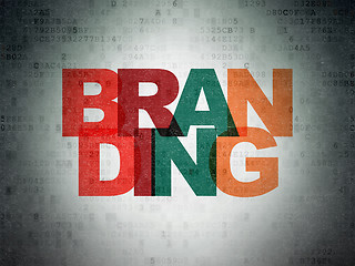 Image showing Advertising concept: Branding on Digital Data Paper background
