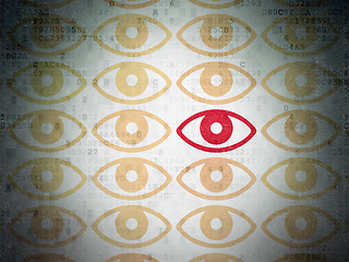 Image showing Protection concept: eye icon on Digital Data Paper background