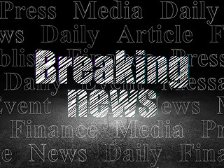 Image showing News concept: Breaking News in grunge dark room