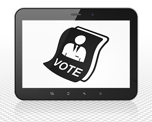 Image showing Political concept: Tablet Pc Computer with Ballot on display