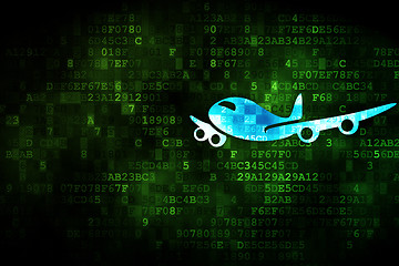 Image showing Tourism concept: Airplane on digital background