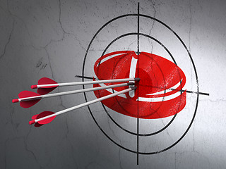Image showing Healthcare concept: arrows in Pill target on wall background