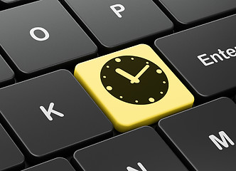 Image showing Time concept: Clock on computer keyboard background