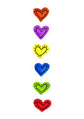 Image showing Set of bright color hearts