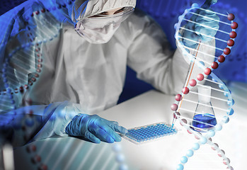 Image showing close up of scientist making test in lab