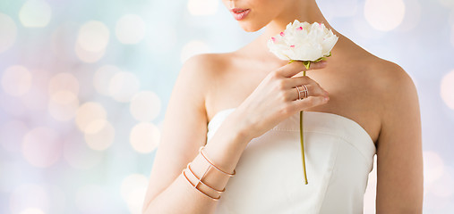 Image showing close up of beautiful woman with ring and bracelet