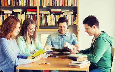 Image showing students with books preparing to exam in library