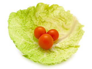 Image showing Tomatoes in Cabbage Leaf