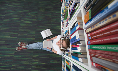 Image showing female student study in library